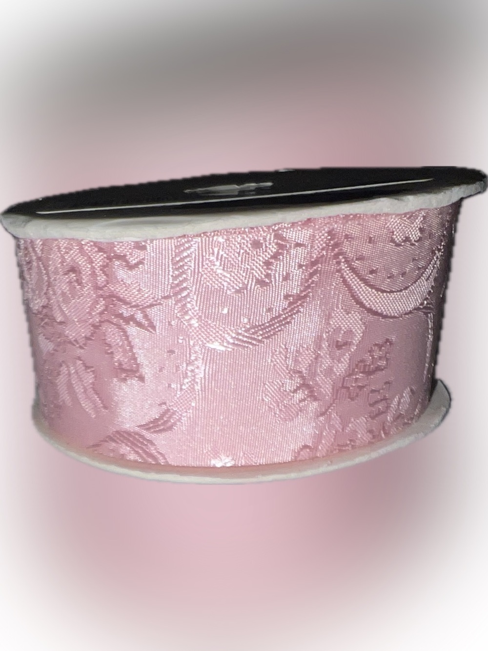 🔴Vintage New Jessiblle Pink Ribbon Roll 1 1/4” Wide Embossed Craft Art 6 Yards